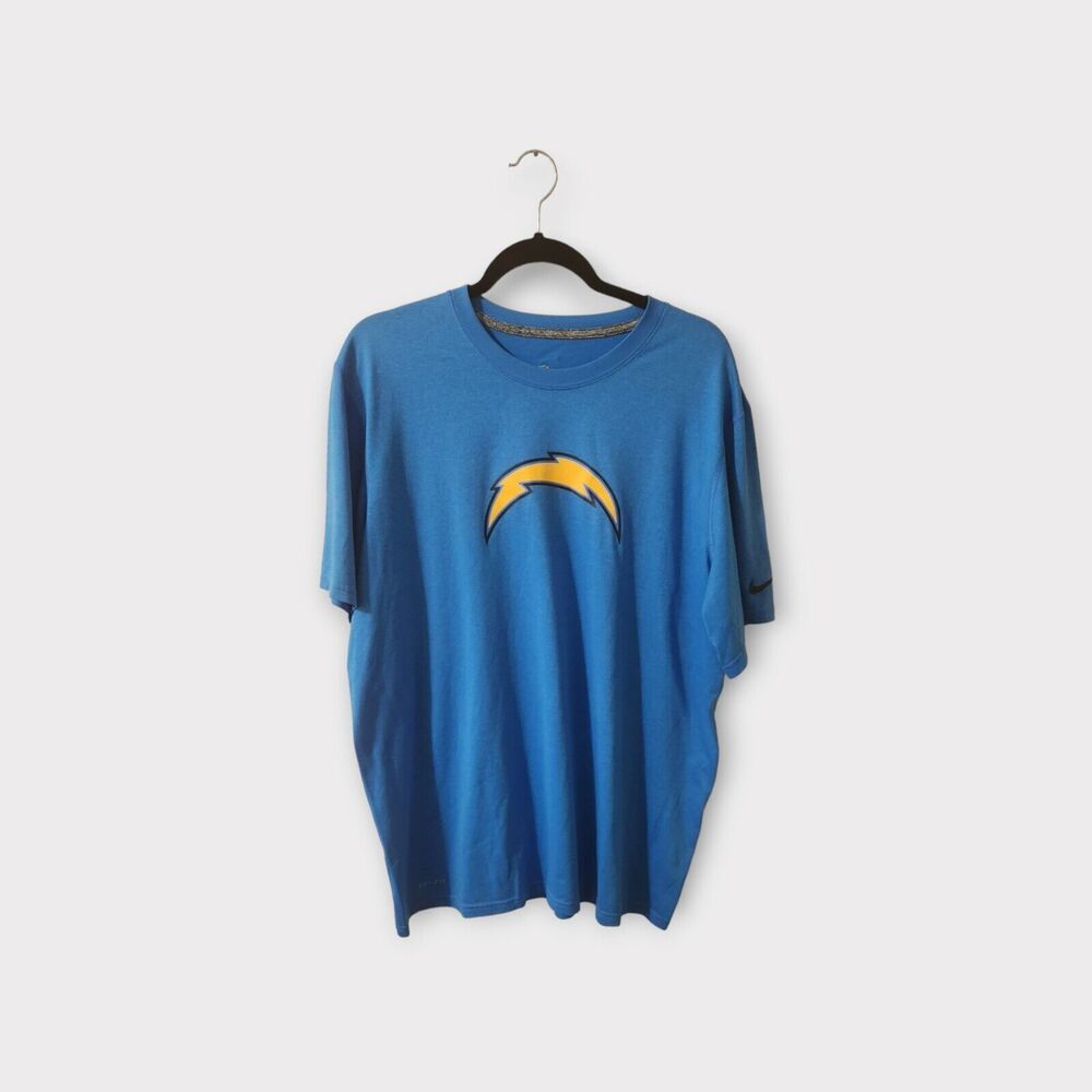 The Nike  Dri Fit Los Angeles Chargers Short Sleeve Crew Neck Blue T Shirt XL